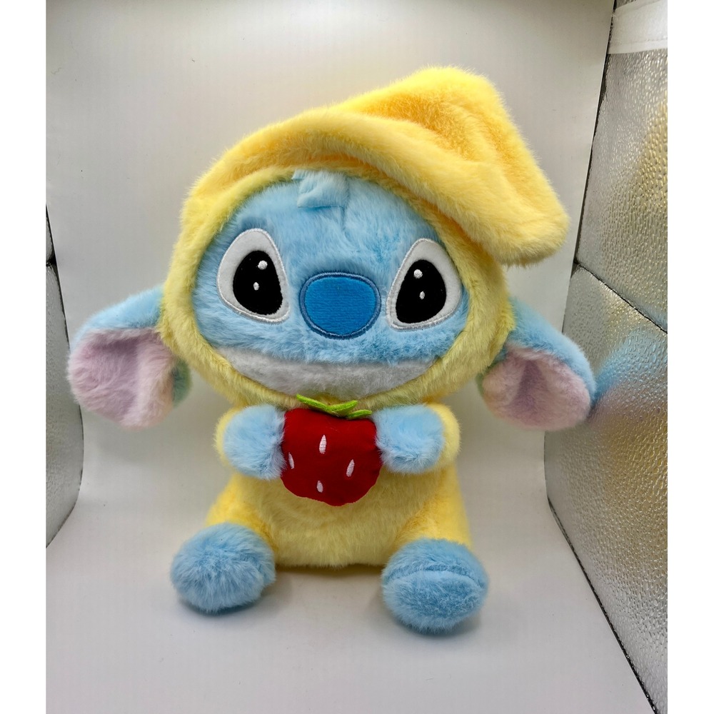 Disney Stitch Plush 9in Blue Yellow Excellent Strawberry Hooded Lilo & Stitch